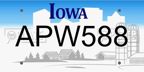 APW588 Iowa License Plate