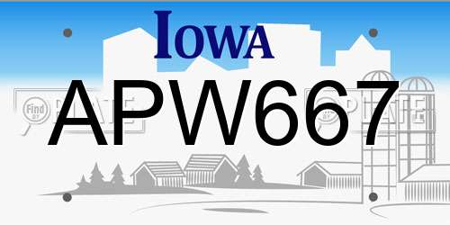 APW667 Iowa License Plate