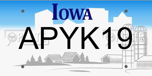 APYK19 Iowa License Plate