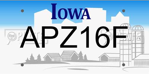 APZ16F Iowa License Plate