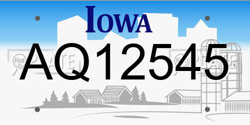 AQ12545 Iowa License Plate