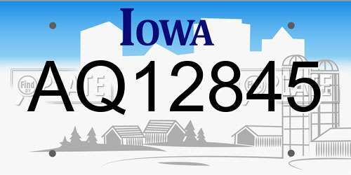 AQ12845 Iowa License Plate
