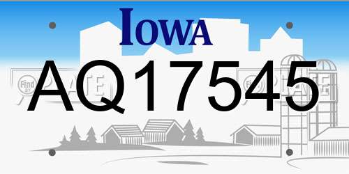 AQ17545 Iowa License Plate