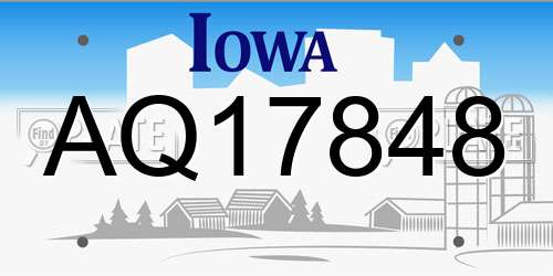 AQ17848 Iowa License Plate