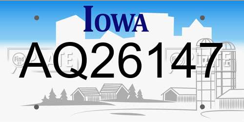 AQ26147 Iowa License Plate