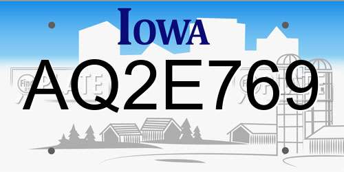 AQ2E769 Iowa License Plate