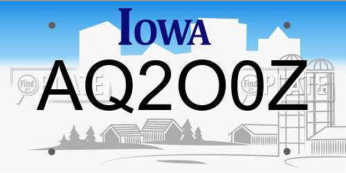 AQ2O0Z Iowa License Plate