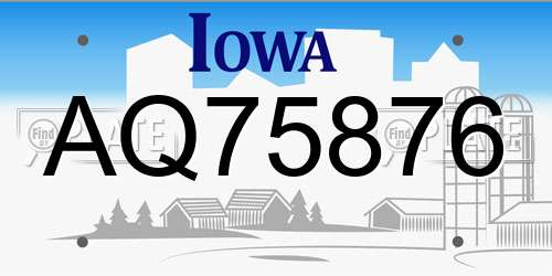 AQ75876 Iowa License Plate
