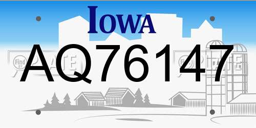 AQ76147 Iowa License Plate