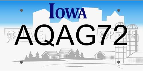 AQAG72 Iowa License Plate