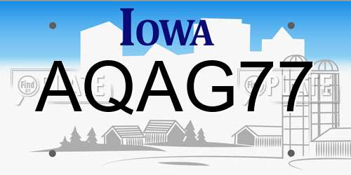 AQAG77 Iowa License Plate