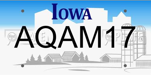 AQAM17 Iowa License Plate