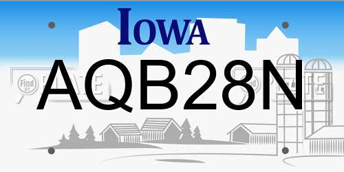 AQB28N Iowa License Plate