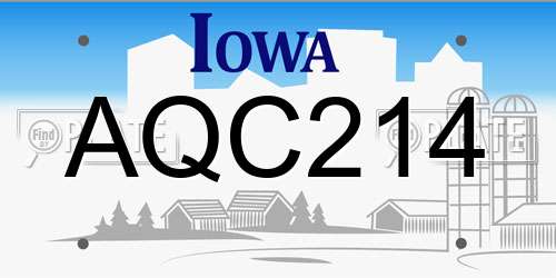 AQC214 Iowa License Plate