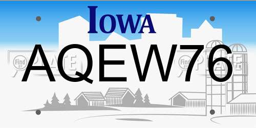 AQEW76 Iowa License Plate