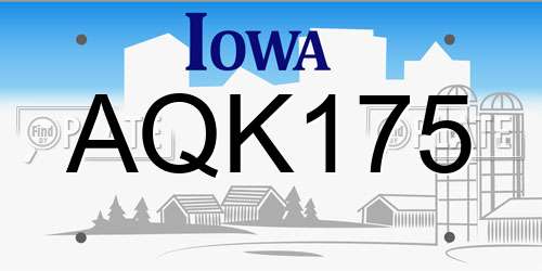 AQK175 Iowa License Plate