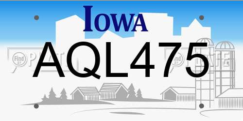 AQL475 Iowa License Plate