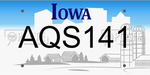 AQS141 Iowa License Plate