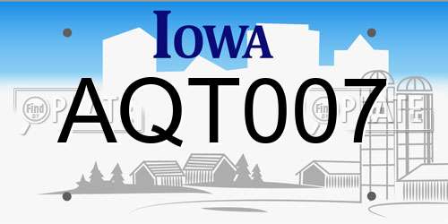 AQT007 Iowa License Plate