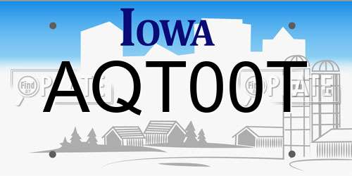 AQT00T Iowa License Plate