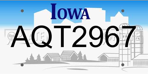 AQT2967 Iowa License Plate