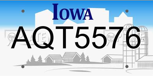 AQT5576 Iowa License Plate