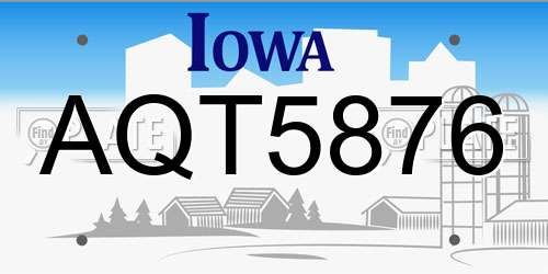AQT5876 Iowa License Plate