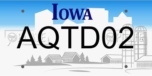 AQTD02 Iowa License Plate
