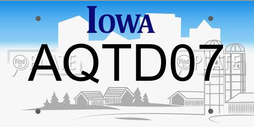 AQTD07 Iowa License Plate