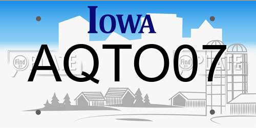 AQTO07 Iowa License Plate
