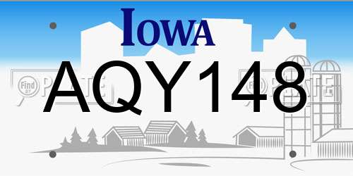 AQY148 Iowa License Plate