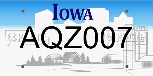 AQZ007 Iowa License Plate