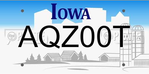 AQZ00T Iowa License Plate