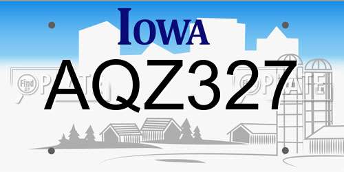 AQZ327 Iowa License Plate