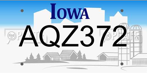 AQZ372 Iowa License Plate