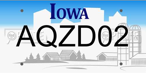 AQZD02 Iowa License Plate
