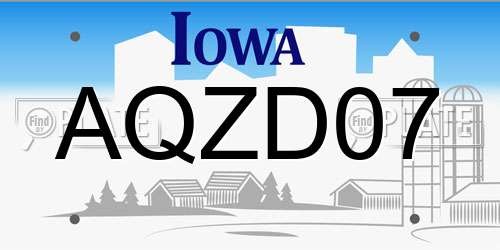 AQZD07 Iowa License Plate