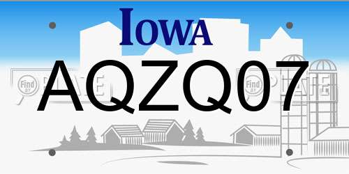 AQZQ07 Iowa License Plate