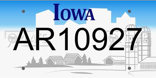 AR10927 Iowa License Plate
