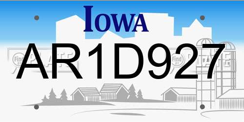 AR1D927 Iowa License Plate
