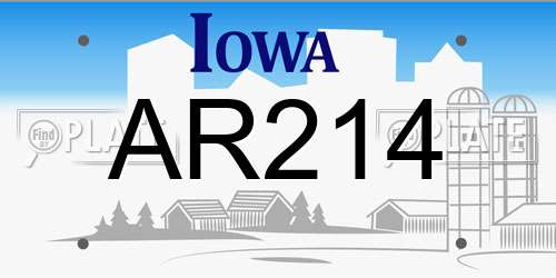 AR214 Iowa License Plate