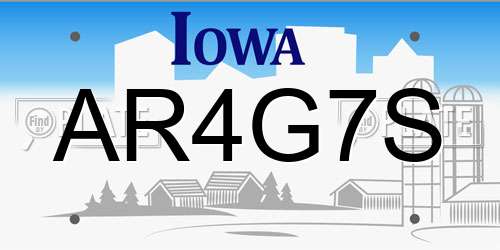 AR4G7S Iowa License Plate