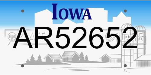 AR52652 Iowa License Plate