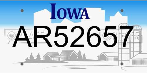 AR52657 Iowa License Plate