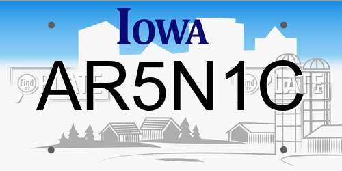AR5N1C Iowa License Plate