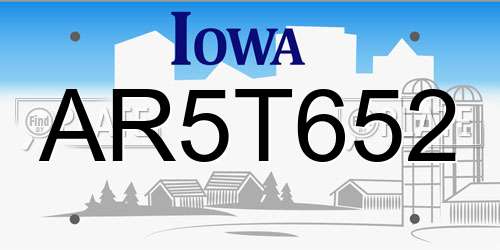 AR5T652 Iowa License Plate