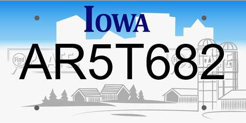 AR5T682 Iowa License Plate