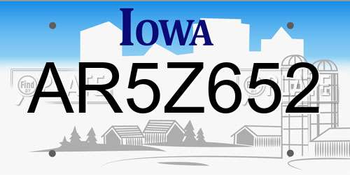 AR5Z652 Iowa License Plate
