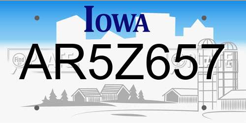 AR5Z657 Iowa License Plate
