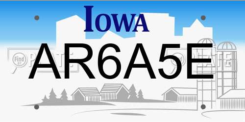 AR6A5E Iowa License Plate